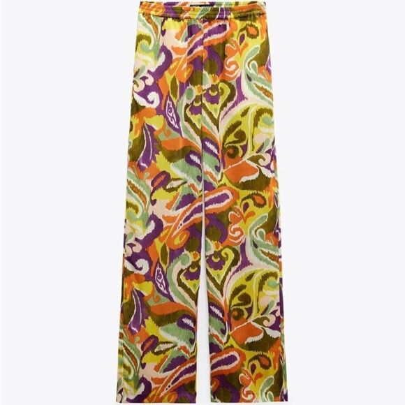 Zara Printed Straight Pants New - Picture 5 of 6